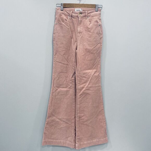 GHANDA NWOT 8 Pink Soft Corduroy Flare Leg Pants High Rise Boho Hippie Retro 70s - Picture 1 of 16